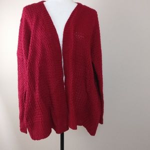 Depri | Chunky Knit Red Cardigan, Dolan Sleeves